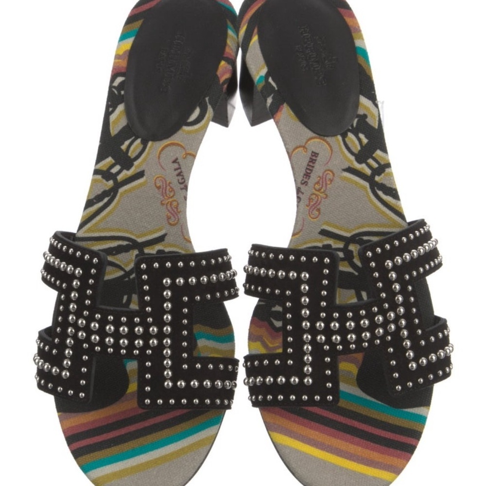 Hermes Oasis Limited Edition Suede Studded Sandals size 6
